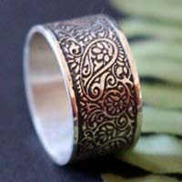 Sur la route de la soie, bague cachemire oriental en argent