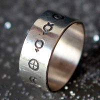 Système solaire, bague cosmique des symboles des planètes en argent