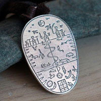 Tambour sami, collier instrument chamanique de Laponie en argent