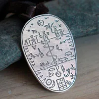 Tambour sami, collier instrument chamanique de Laponie en argent