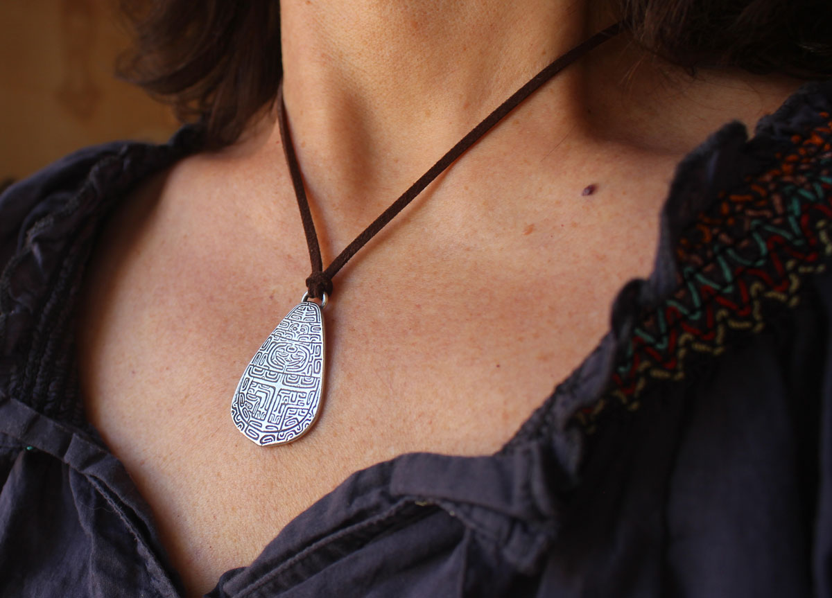 Tapa, collier art polynésien en argent