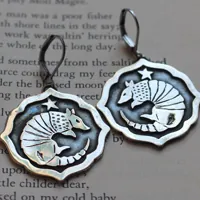 Tatou, boucles d’oreilles animal à carapace en argent
