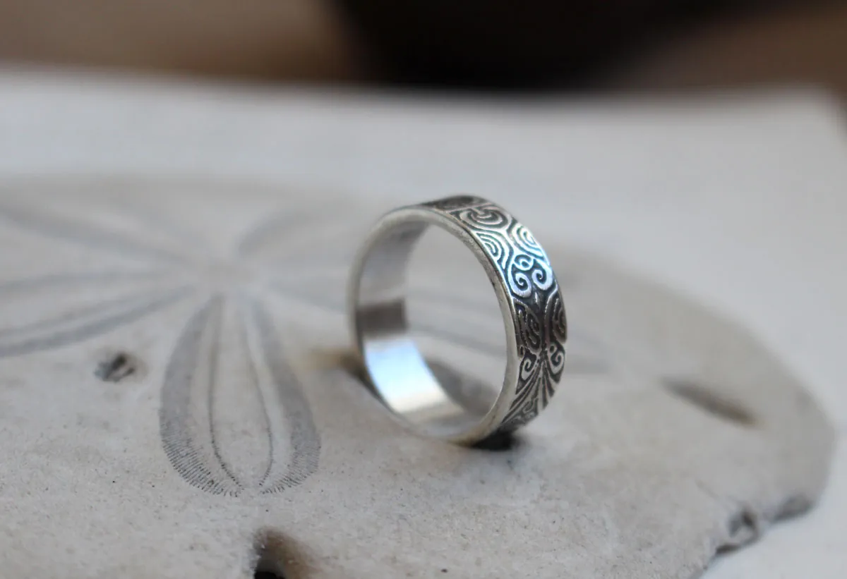 Tatouage polynésien, bague tradition du Pacifique en argent
