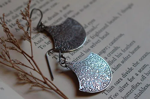 Terrarium, boucles d’oreilles botanique en argent