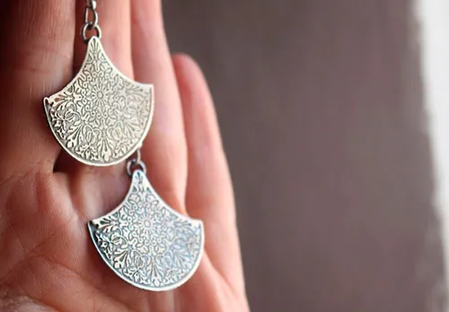 Terrarium, boucles d’oreilles botanique en argent