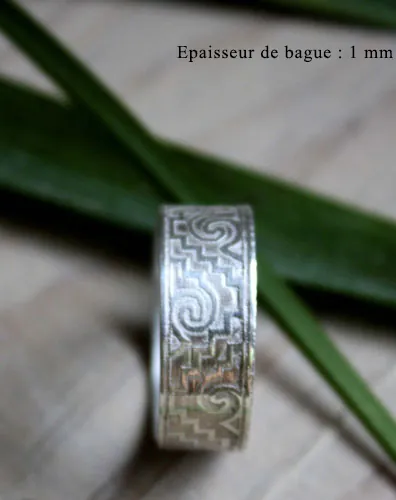 Tesoro zapoteco, bague zapotèque du mexique en argent