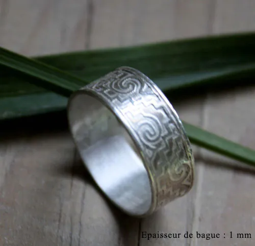 Tesoro zapoteco, bague zapotèque du mexique en argent