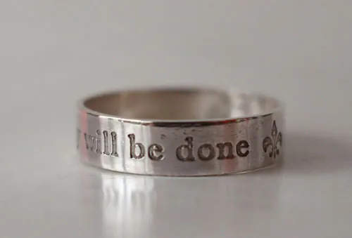 Thy will be done, bague encouragement et spiritualité en argent