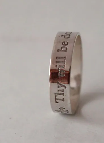 Thy will be done, bague encouragement et spiritualité en argent