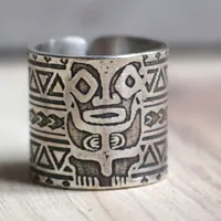 Totem, bague tiki polynésien en argent