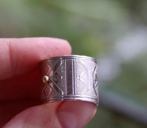 Touareg, bague tribal ethnique africaine en argent et laiton