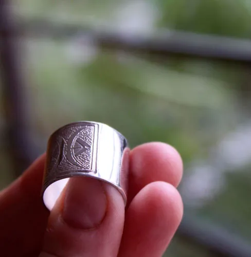Touareg, bague tribal ethnique africaine en argent et laiton