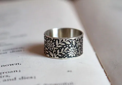Tournesol, bague fleur du soleil en argent
