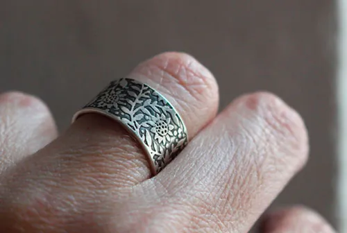 Tournesol, bague fleur du soleil en argent