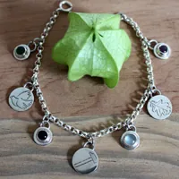 Tribu, bracelet famille en argent, améthyste, alexandrite, pierre de lune et onyx