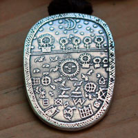 Tambour chamanique, pendentif Sami scandinave en argent