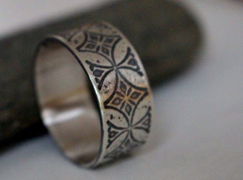 Templier, bague croix médiévale en argent