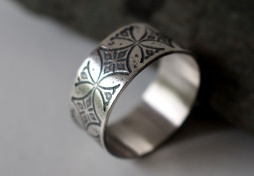 Templier, bague croix médiévale en argent