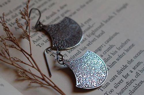 Terrarium, boucles d’oreilles botanique en argent