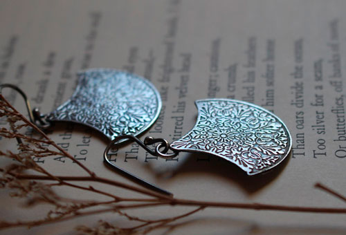 Terrarium, boucles d’oreilles botanique en argent