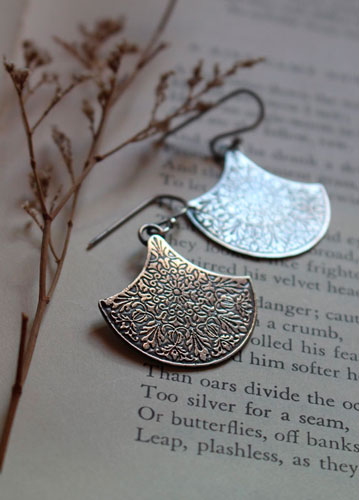 Terrarium, boucles d’oreilles botanique en argent