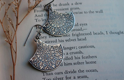 Terrarium, boucles d’oreilles botanique en argent