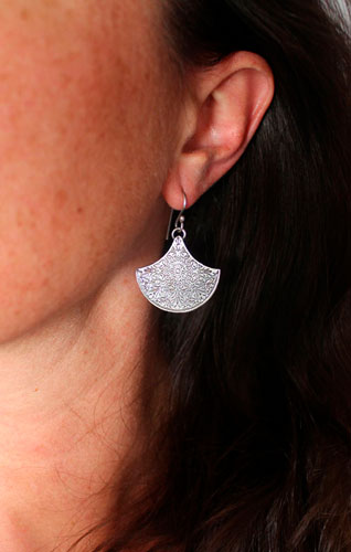 Terrarium, boucles d’oreilles botanique en argent