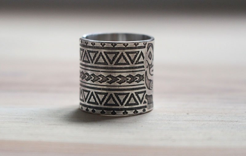 Totem, bague tiki polynésien en argent