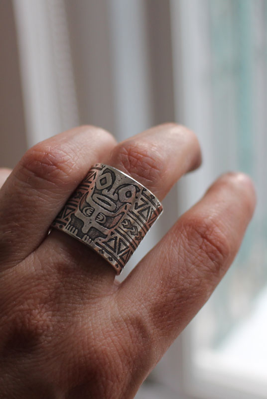 Totem, bague tiki polynésien en argent