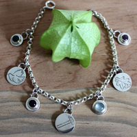 Tribu, bracelet famille en argent, améthyste, alexandrite, pierre de lune et onyx