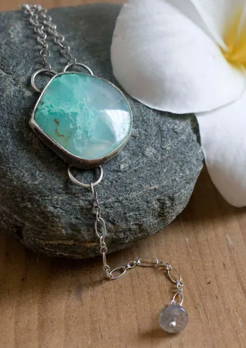 Vaidurya, bracelet paradis tropical en argent, labradorite et chrysoprase