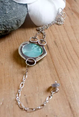 Vaidurya, bracelet paradis tropical en argent, labradorite et chrysoprase