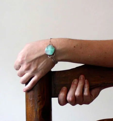Vaidurya, bracelet paradis tropical en argent, labradorite et chrysoprase