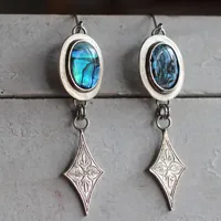 Voie lactée, boucles d’oreilles étoiles en argent et paua