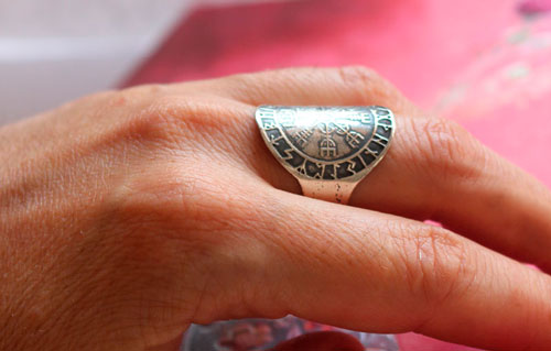 Vegvisir, bague viking en argent