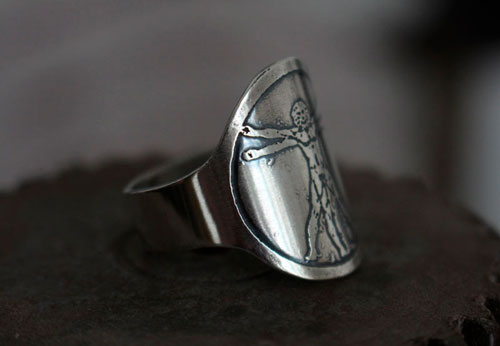 Vitruve, bague homme de Vitruve de Léonard de Vinci en argent