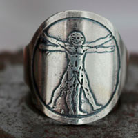 Vitruve, bague homme de Vitruve de Léonard de Vinci en argent