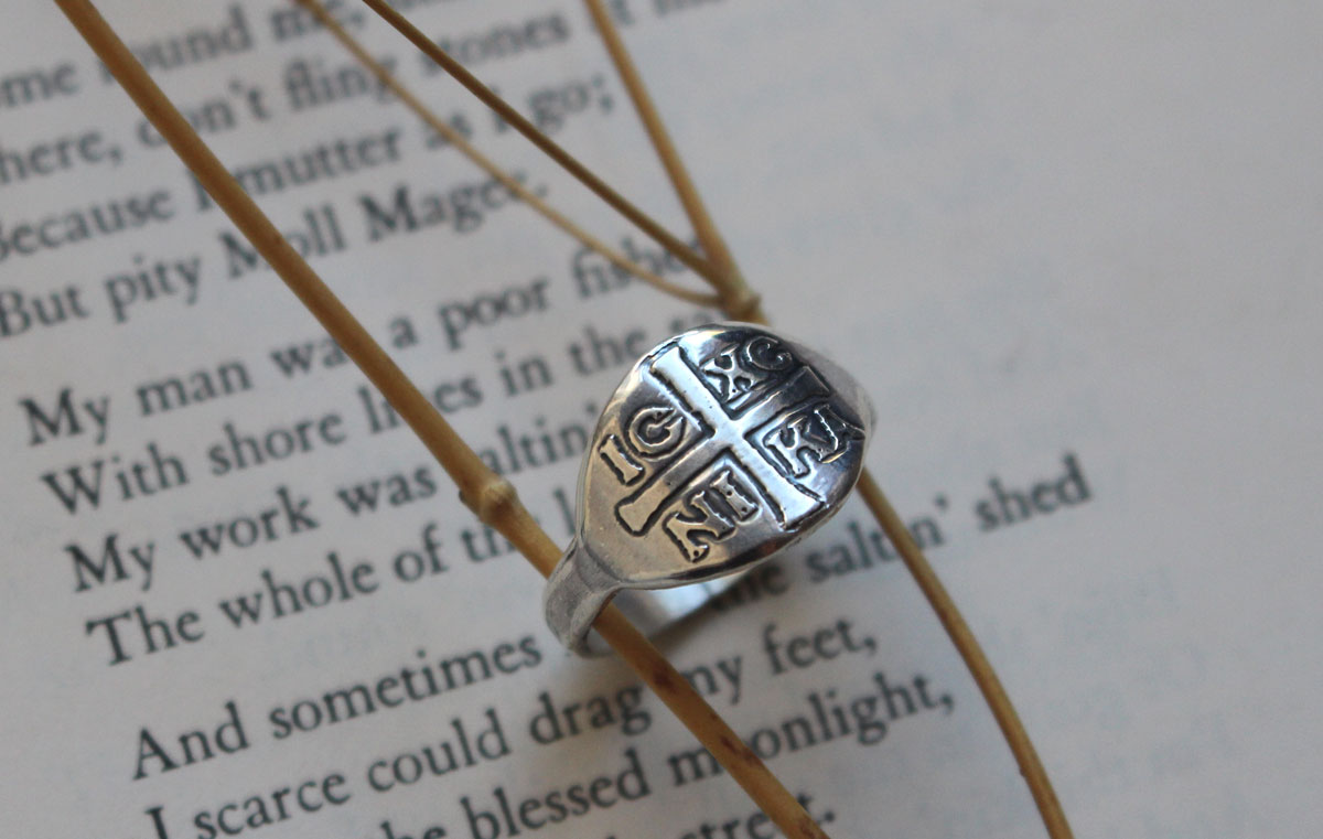 XC IC NIKA, bague chrétienne en argent