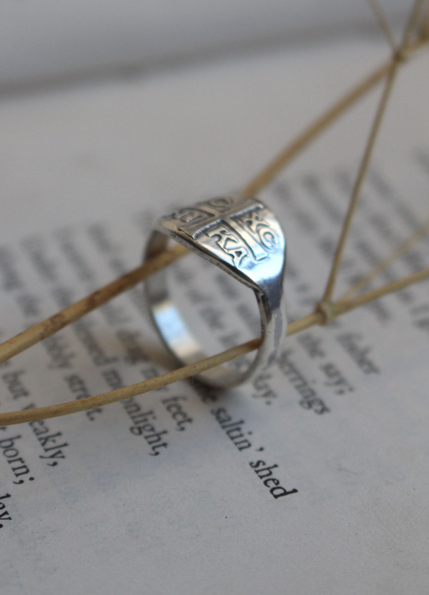 XC IC NIKA, bague chrétienne en argent