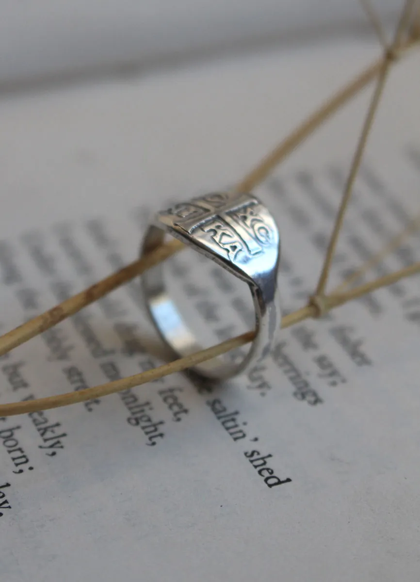XC IC NIKA, bague chrétienne en argent