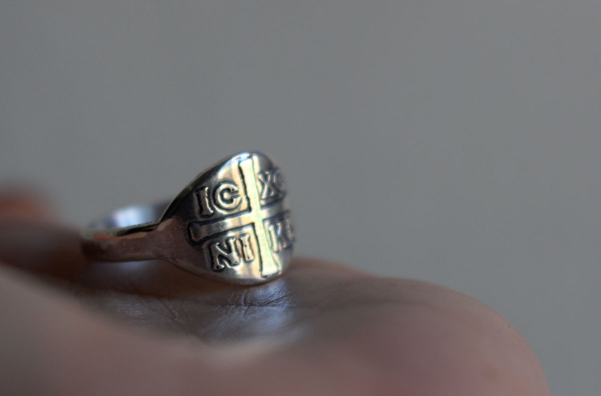 XC IC NIKA, bague chrétienne en argent