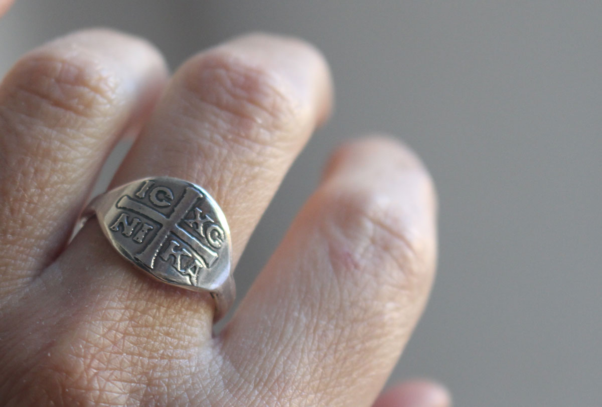 XC IC NIKA, bague chrétienne en argent