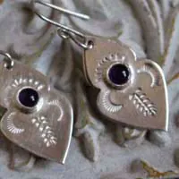 Yuma, boucles d’oreilles pointe de flèche amérindienne en argent et améthyste