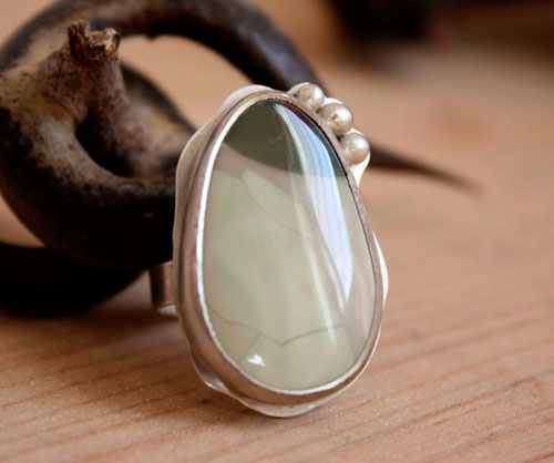 Yanagi, bague mare méditative en argent et jaspe Willow Creek