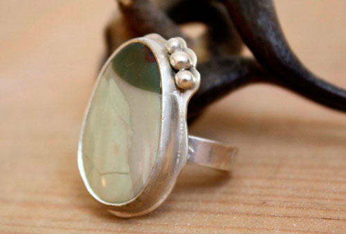Yanagi, bague mare méditative en argent et jaspe Willow Creek