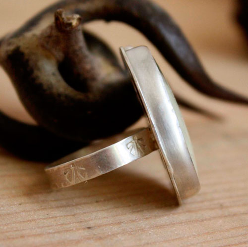 Yanagi, bague mare méditative en argent et jaspe Willow Creek