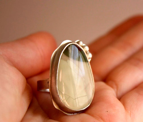 Yanagi, bague mare méditative en argent et jaspe Willow Creek