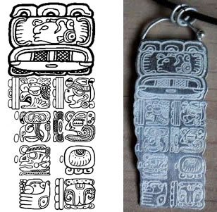 glyphes du compte long maya en pendentif