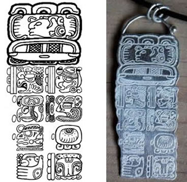 glyphes du compte long maya en pendentif