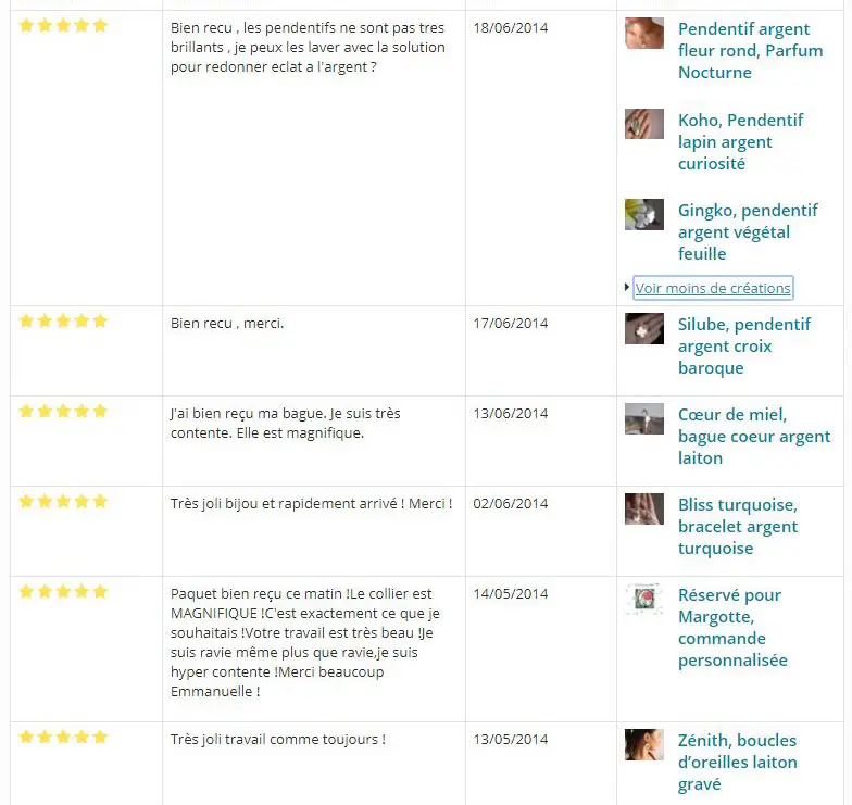 Commentaires clients alm